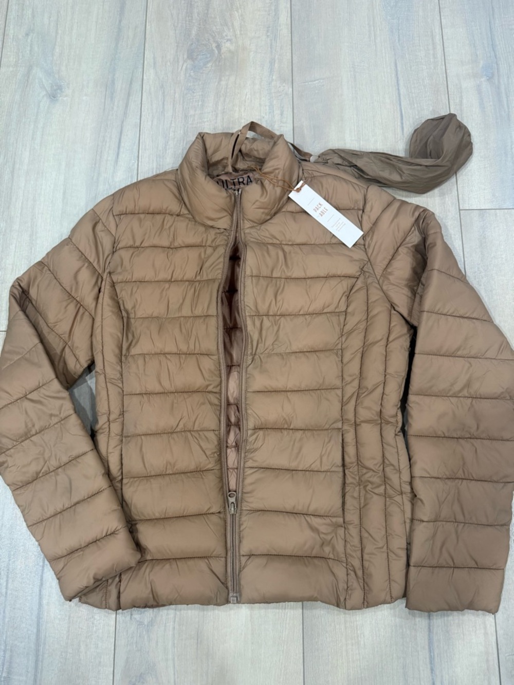 Love Tree Ultra Lightweight Packable Jacket in Camel